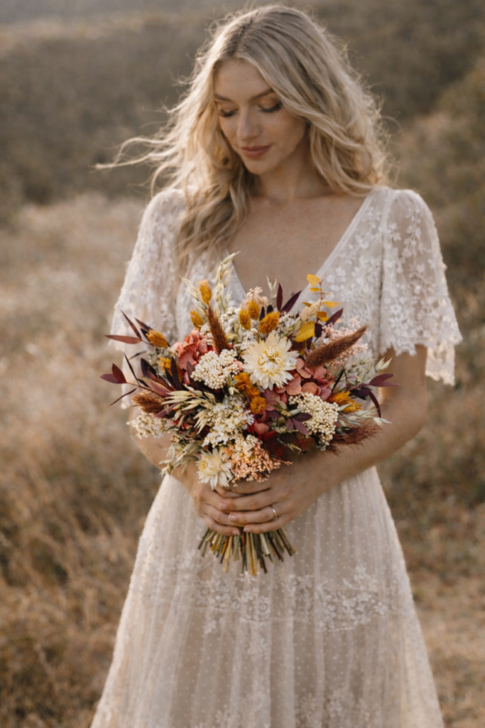 création florales en fleurs séchées