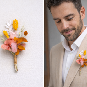 boutonnière abricot velours
