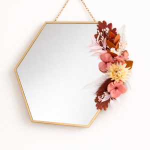 miroir en fleurs séchées finitions dorées Kristina