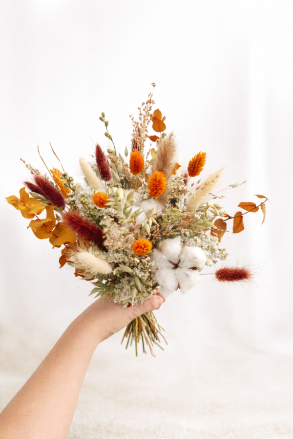 Bouquet de fleurs séchées terre dorée
