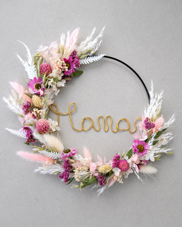 Couronne en fleurs séchées Fête des mères