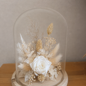 Cloche en fleurs séchées - Nuage blanc