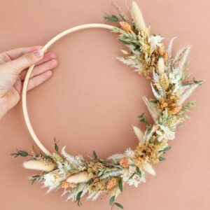 Couronne murale en fleurs séchées Sauge et sable